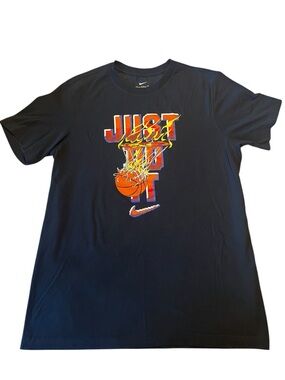 Nike Black Graphic Basketball Tee with Orange and Yellow Accents